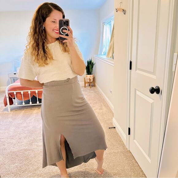 Peace Love World Gray Asymmetrical Maxi Skirt 1X - Picture 1 of 12